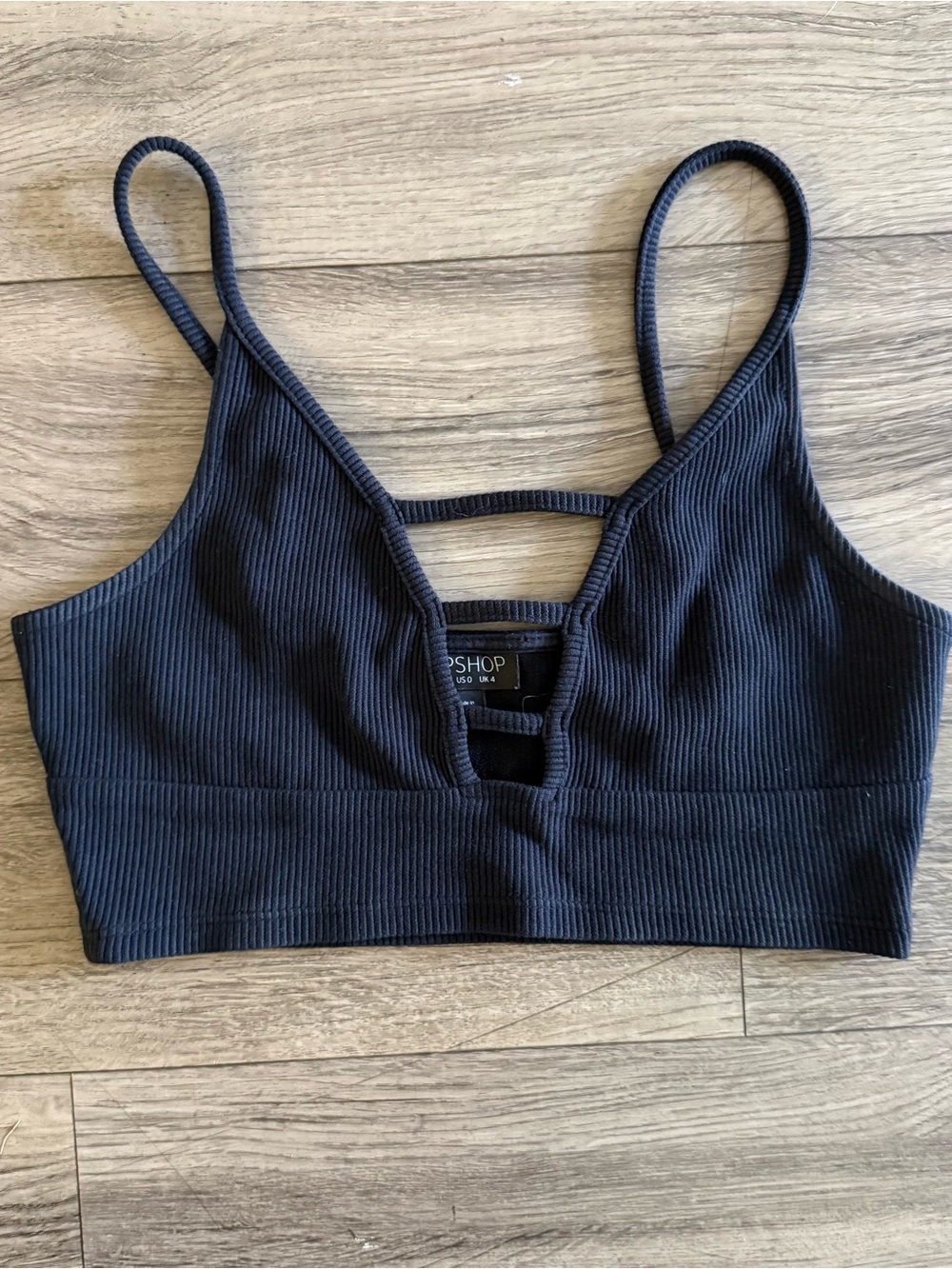 Topshop Black Ribbed Crop Too